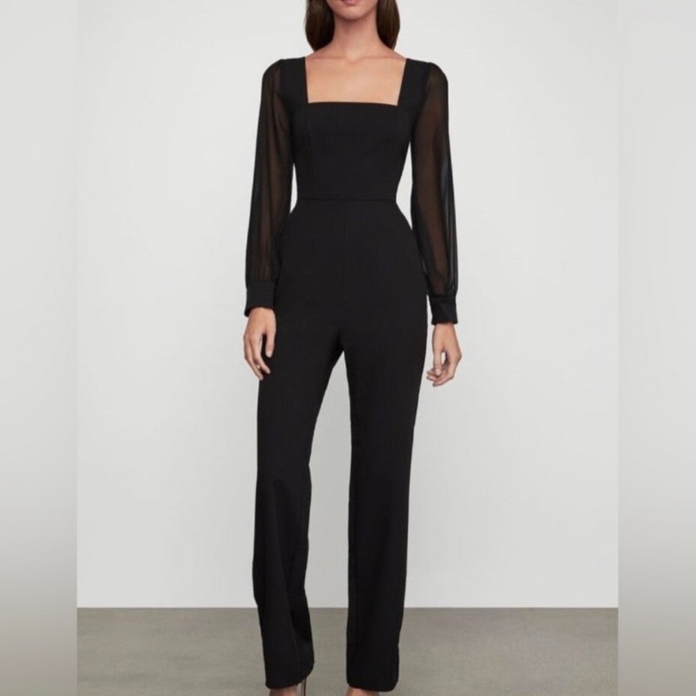 BCBG black jumpsuit with long *sheer* sleeves and pockets!